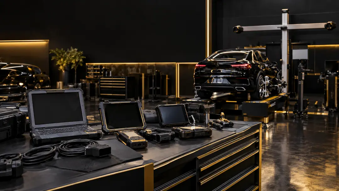 Equipamentos de diagnóstico automotivo de última geração em bancada profissional